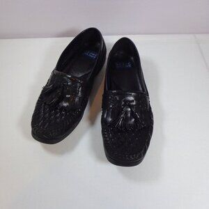Nunn Bush Mens Black Woven Leather Penney Loafers Tassels Style 84111‎ Size 10M